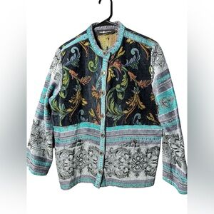 Vintage Sag Harbor Women's Size 10 Tapestry Jacket / Blazer Paisley Black EUC
